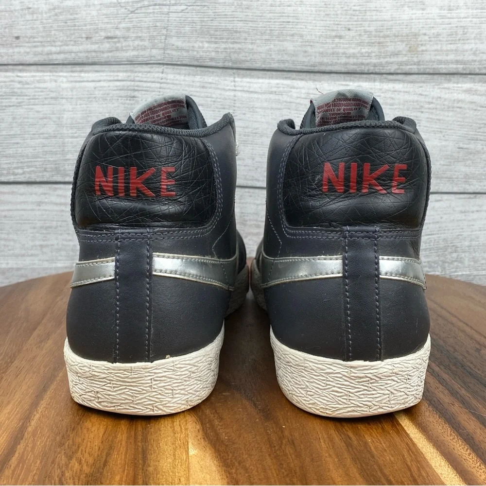 Y2K Nike Blazer High Anthracite Silver Red Sneaker 315877-001 Men Shoe Size 10.5